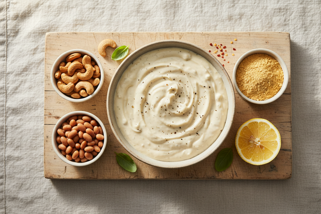 Alfredo Cheese Sauce: A Creamy, Dairy-Free White Sauce with Navy Beans, Cashews & Nutritional Yeast