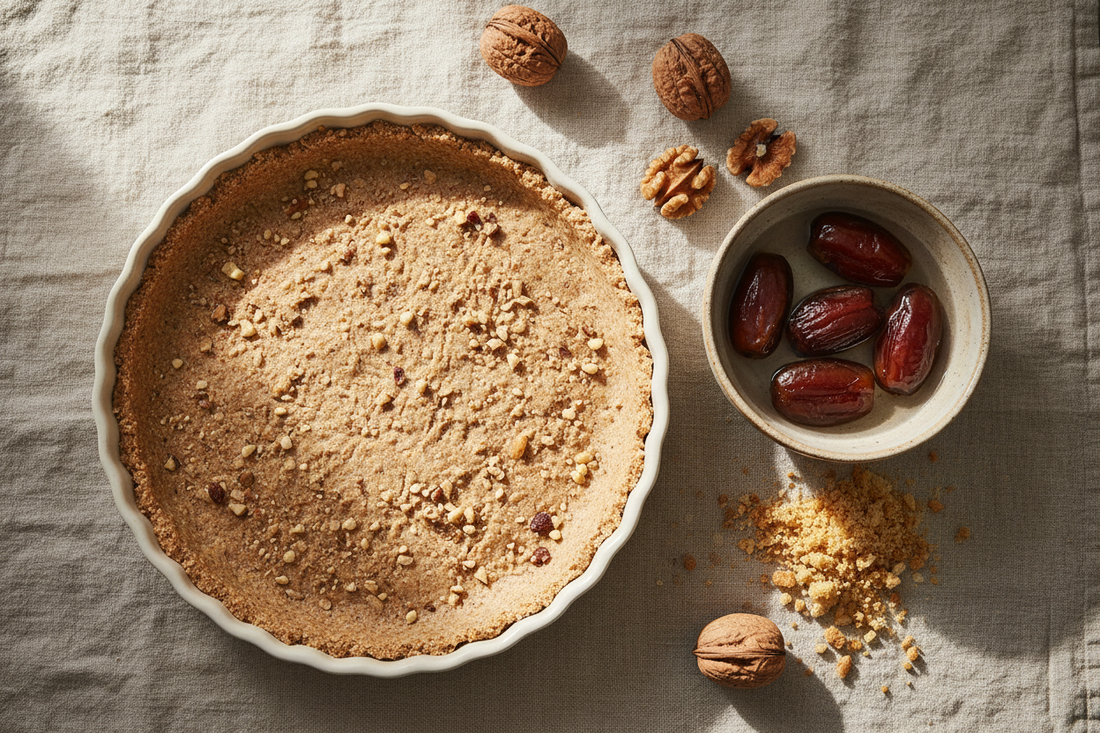 Nutty Pie Crust: A Date-Walnut Crust for Pies, Tarts & Wholesome Desserts — Yields 1 Medium Crust
