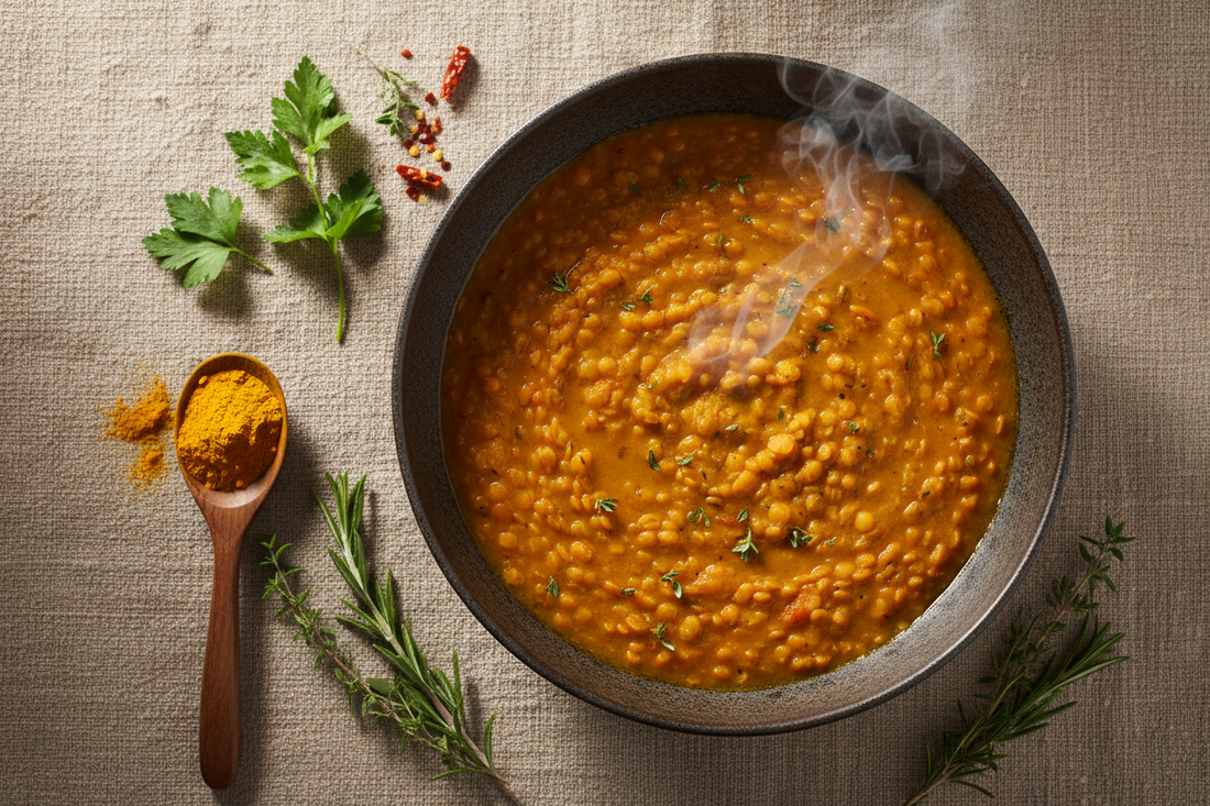 Red Lentil Dahl: The Golden Anti-Inflammatory Bowl — Serves 6