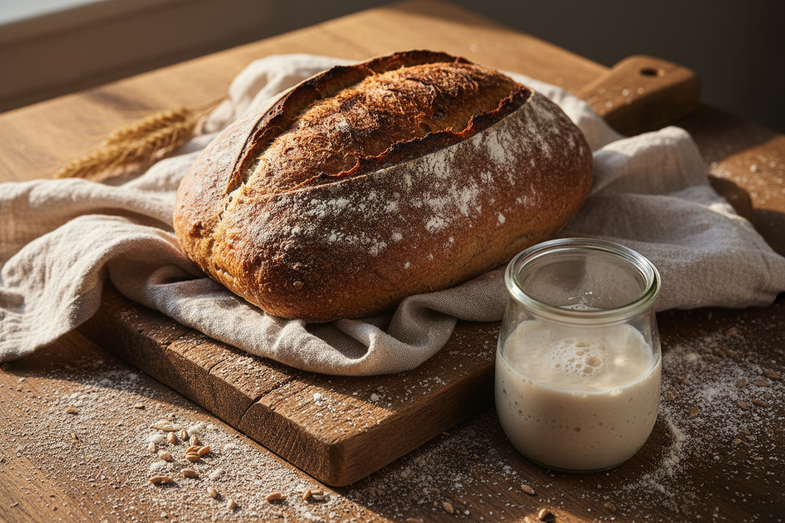 Sourdough Bread: A Multi-Flour Fermented Loaf with Wheat, Corn, Rye & Sesame Options