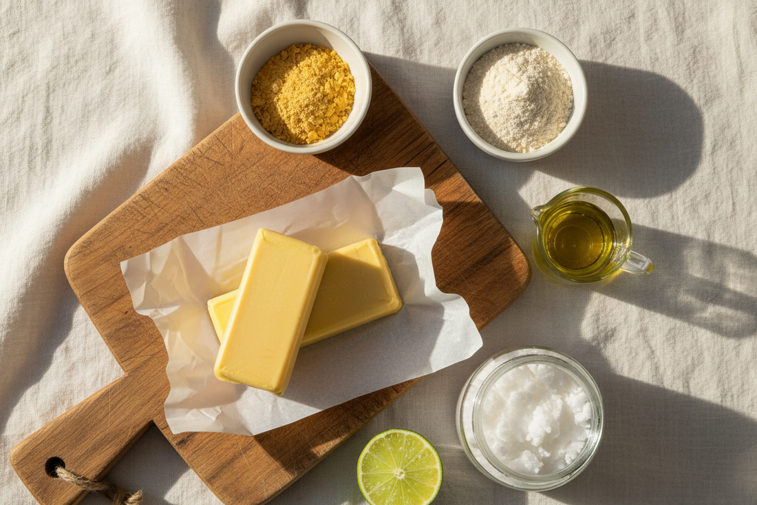 Vegan Butter: An Almond Flour & Coconut Oil Butter with Olive Oil & Lime — Yields 2 Sticks