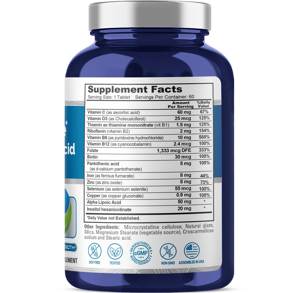 NusaPure Renal Balance with Alpha Liopic Acid Vitamin & Mineral Vegetarians, Non-GMO Per 60 Tablets