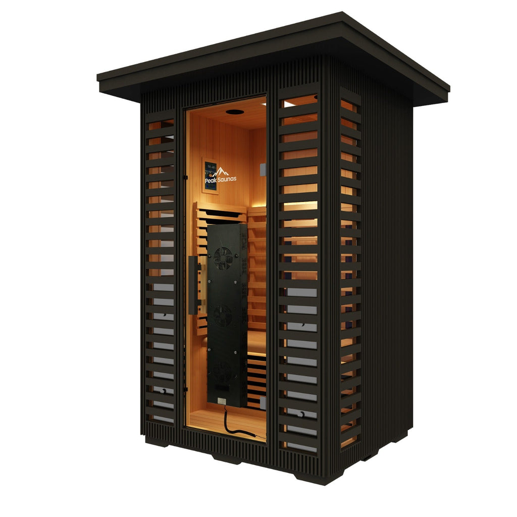 Peak Saunas Patagonia 2-Person Outdoor Full Spectrum Infrared Sauna with XL Medical-Grade Red Light Therapy and Smart WiFi App Control