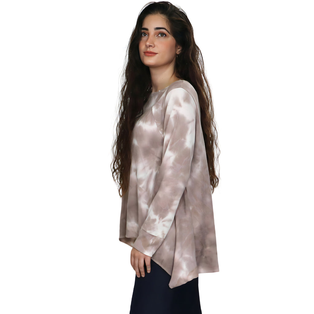 Long Sleeve Relaxed Fit Tie-Dye Waffle Tunic