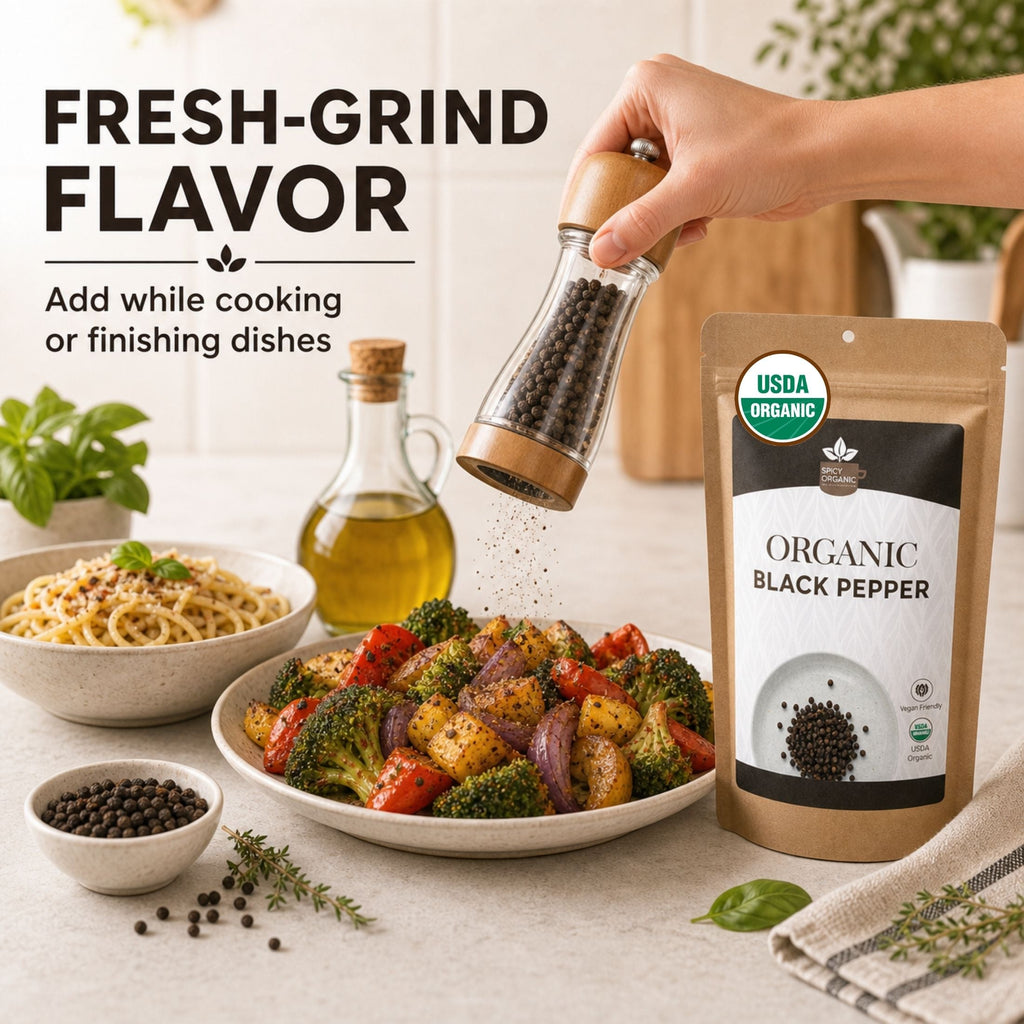 Organic Black Peppercorns – Whole, for Grinding & Marinades