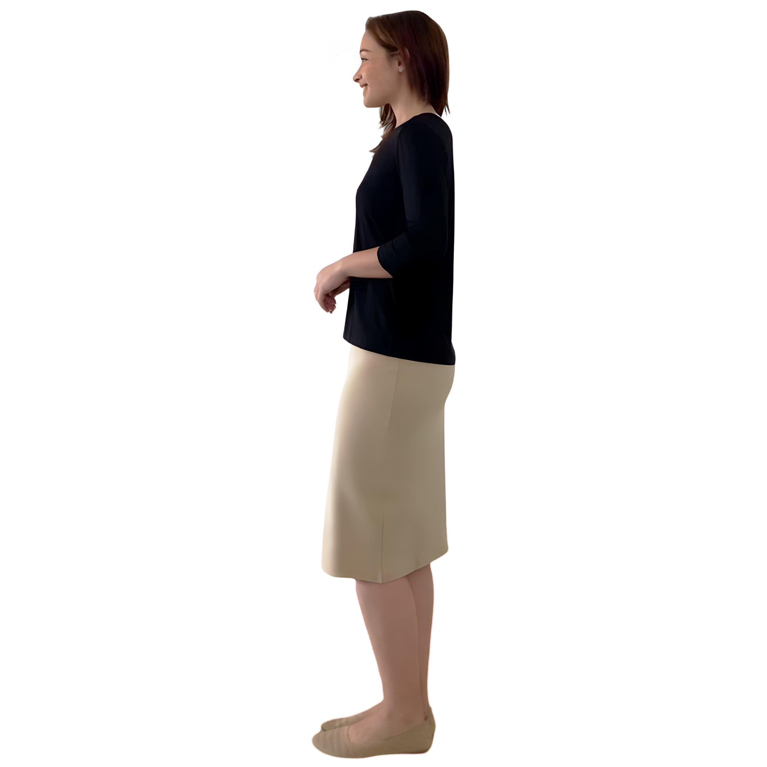 Modest 3/4 Sleeve Layering Shell with Below Collarbone Neckline