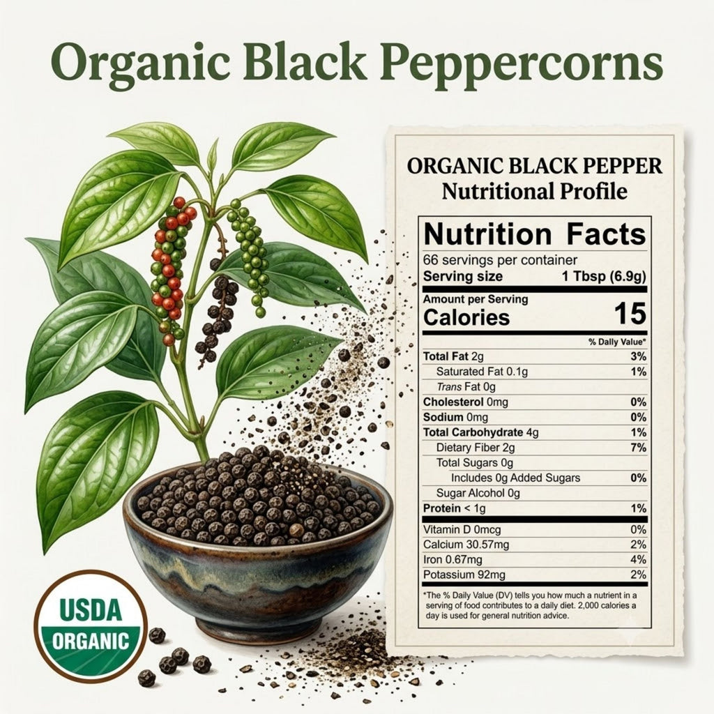 Organic Black Peppercorns – Whole, for Grinding & Marinades