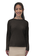 Long Sleeve Ribbed Shell Top in Cotton Spandex