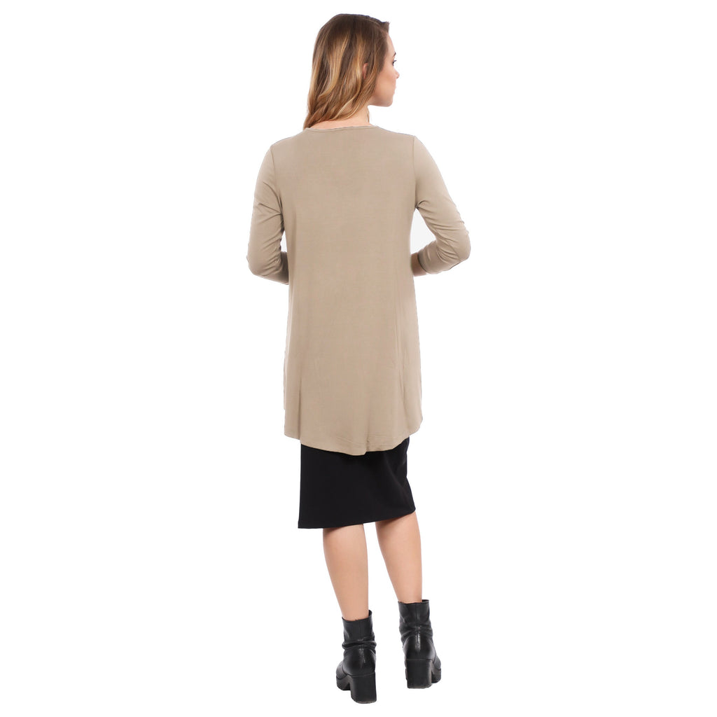 Hi-Lo Flowing 3/4 Sleeve Modest Tunic Top