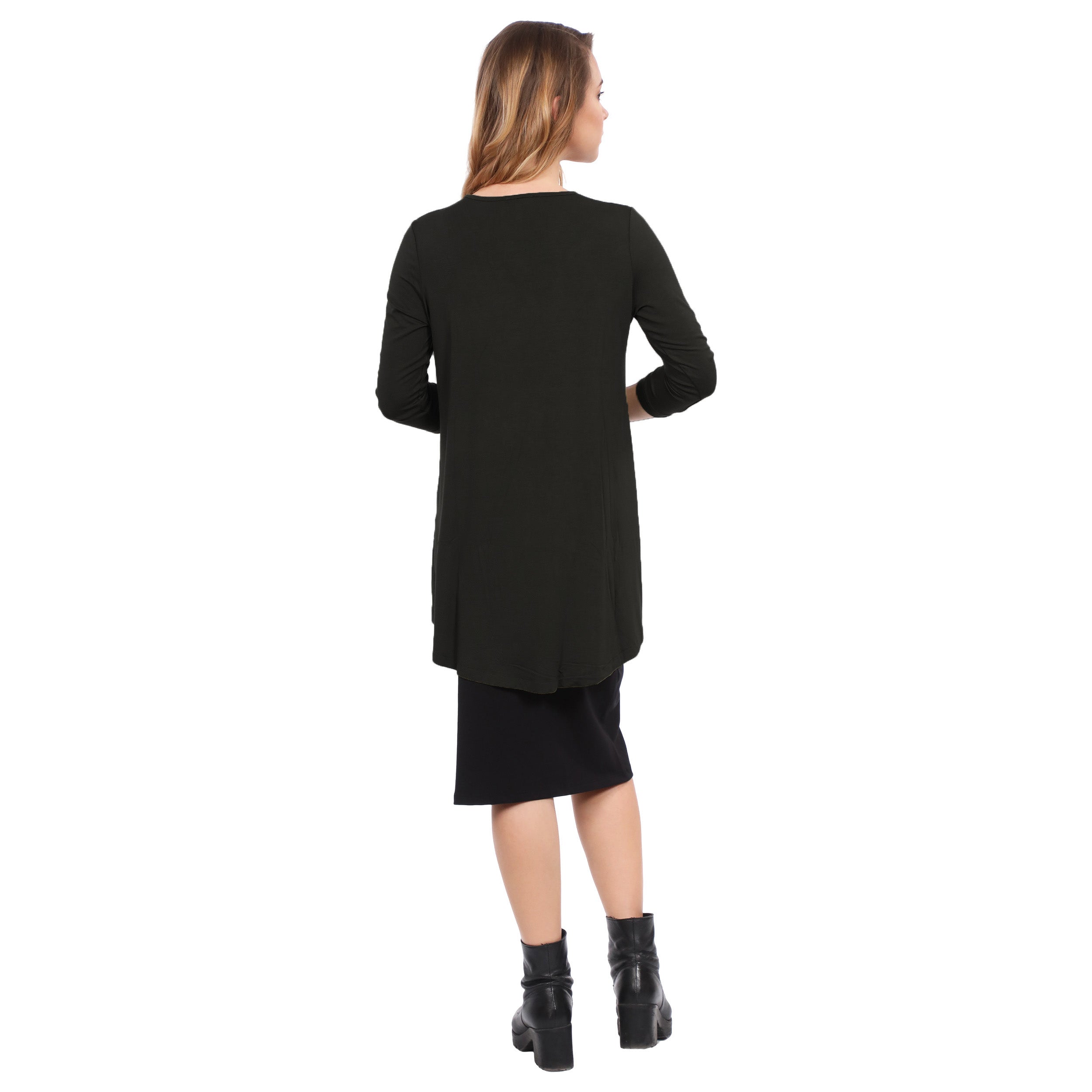 Hi-Lo Flowing 3/4 Sleeve Modest Tunic Top