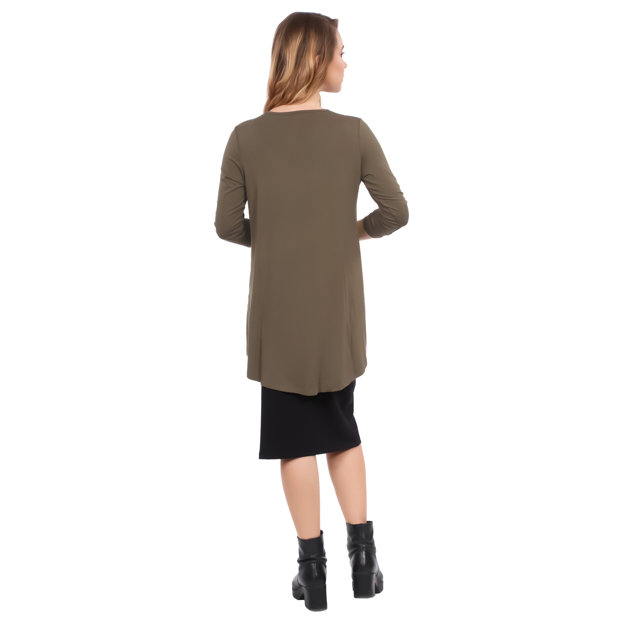 Hi-Lo Flowing 3/4 Sleeve Modest Tunic Top