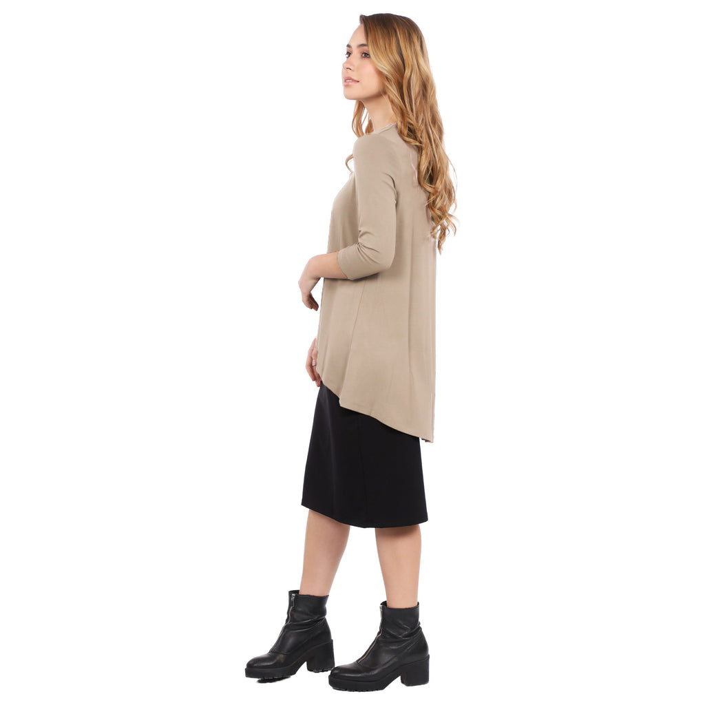 Hi-Lo Flowing 3/4 Sleeve Modest Tunic Top