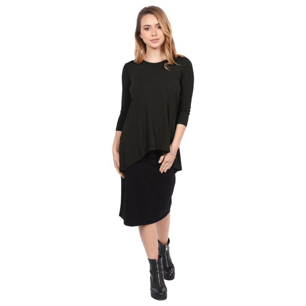 Hi-Lo Flowing 3/4 Sleeve Modest Tunic Top