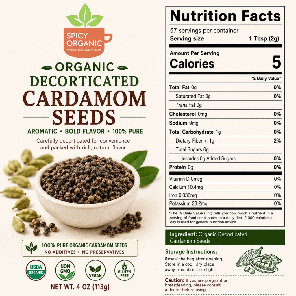 Organic Cardamom Seeds – For Chai, Coffee & Desserts