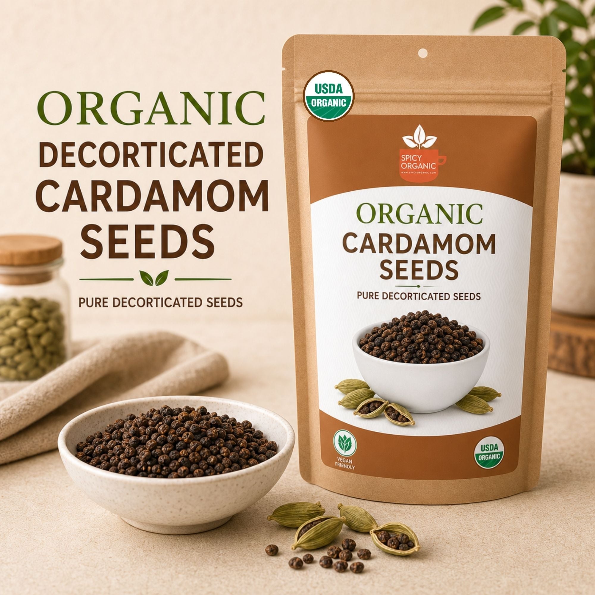 Organic Cardamom Seeds — USDA Certified | Chai, Coffee & Indian Desserts