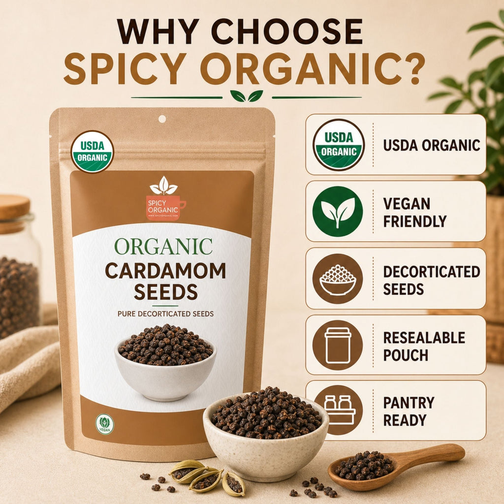 Organic Cardamom Seeds – For Chai, Coffee & Desserts