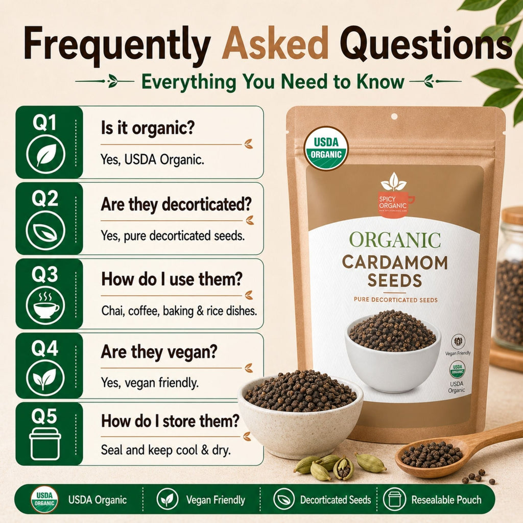 Organic Cardamom Seeds – For Chai, Coffee & Desserts