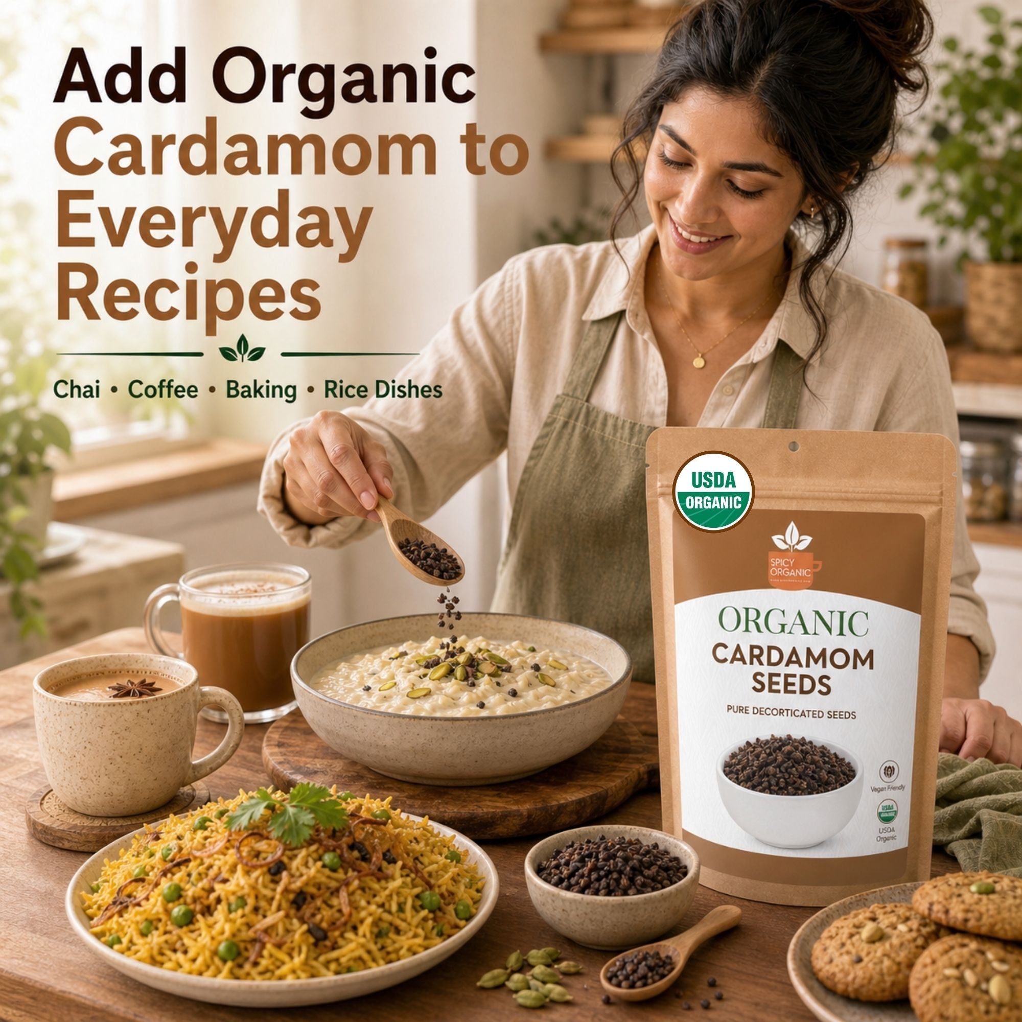 Organic Cardamom Seeds – For Chai, Coffee & Desserts