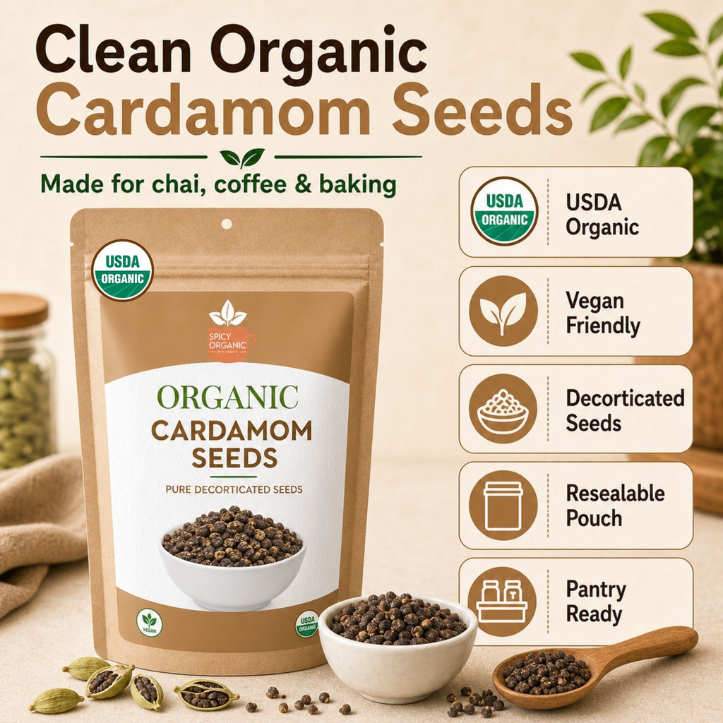 Organic Cardamom Seeds – For Chai, Coffee & Desserts