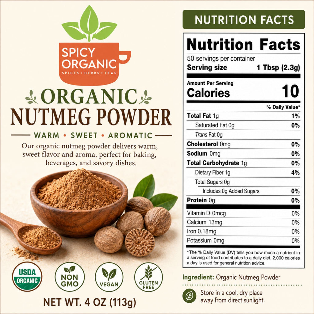 Organic Nutmeg Powder – For Béchamel, Eggnog & Baking