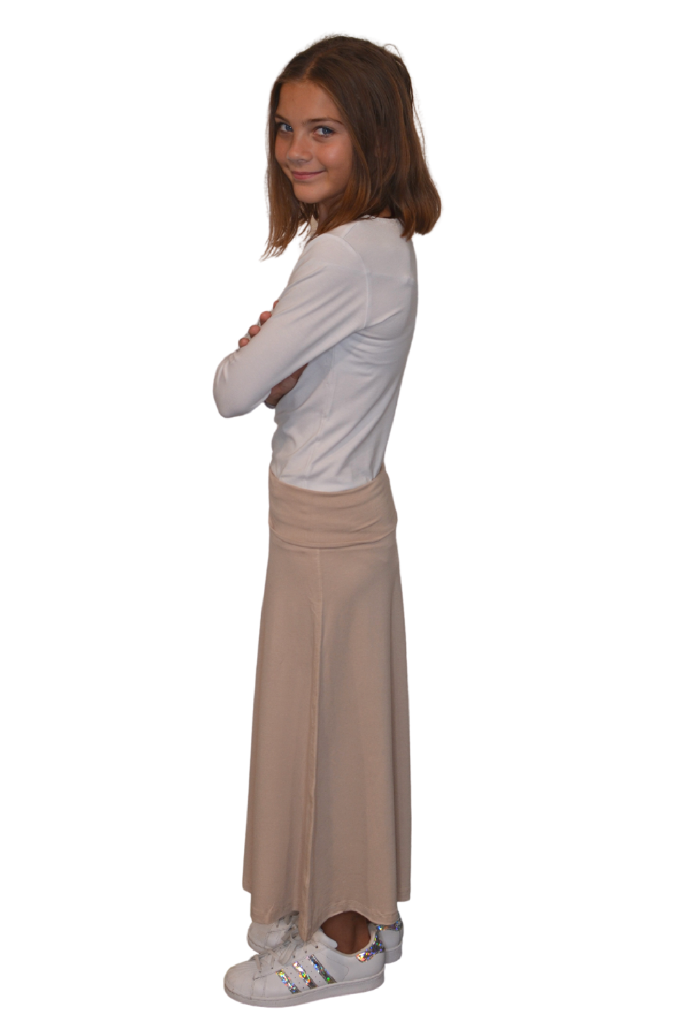 Girls Sleek A-Line Maxi Skirt with Adjustable Waist