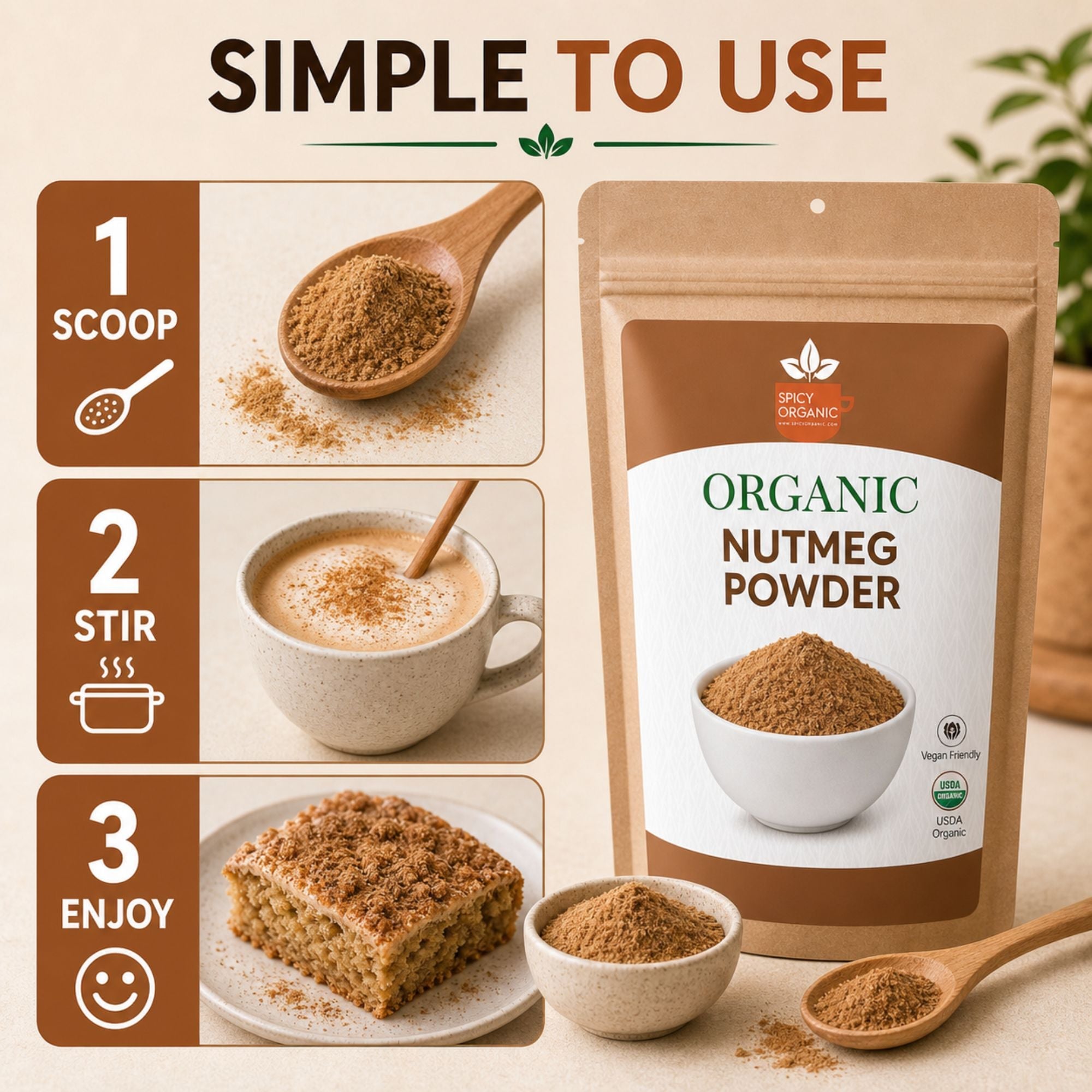 Organic Nutmeg Powder – For Béchamel, Eggnog & Baking
