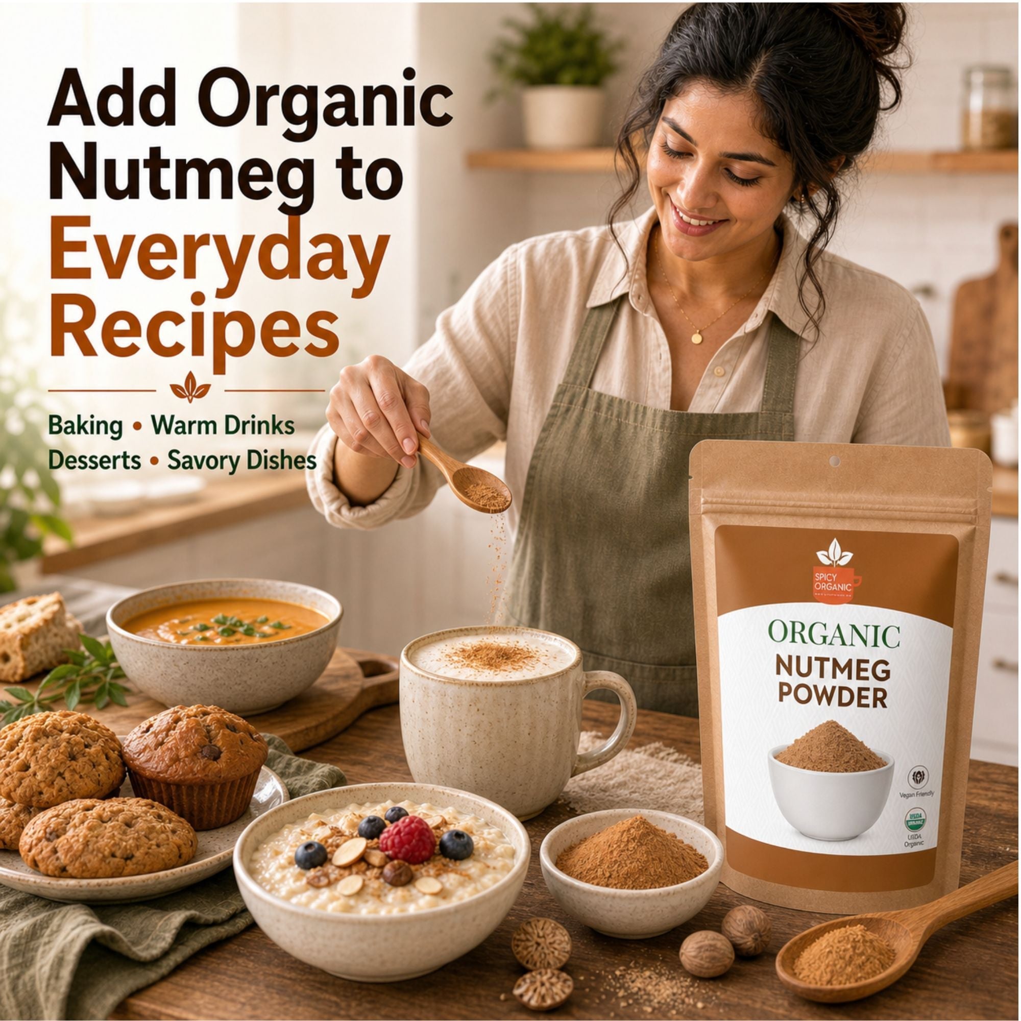 Organic Nutmeg Powder – For Béchamel, Eggnog & Baking