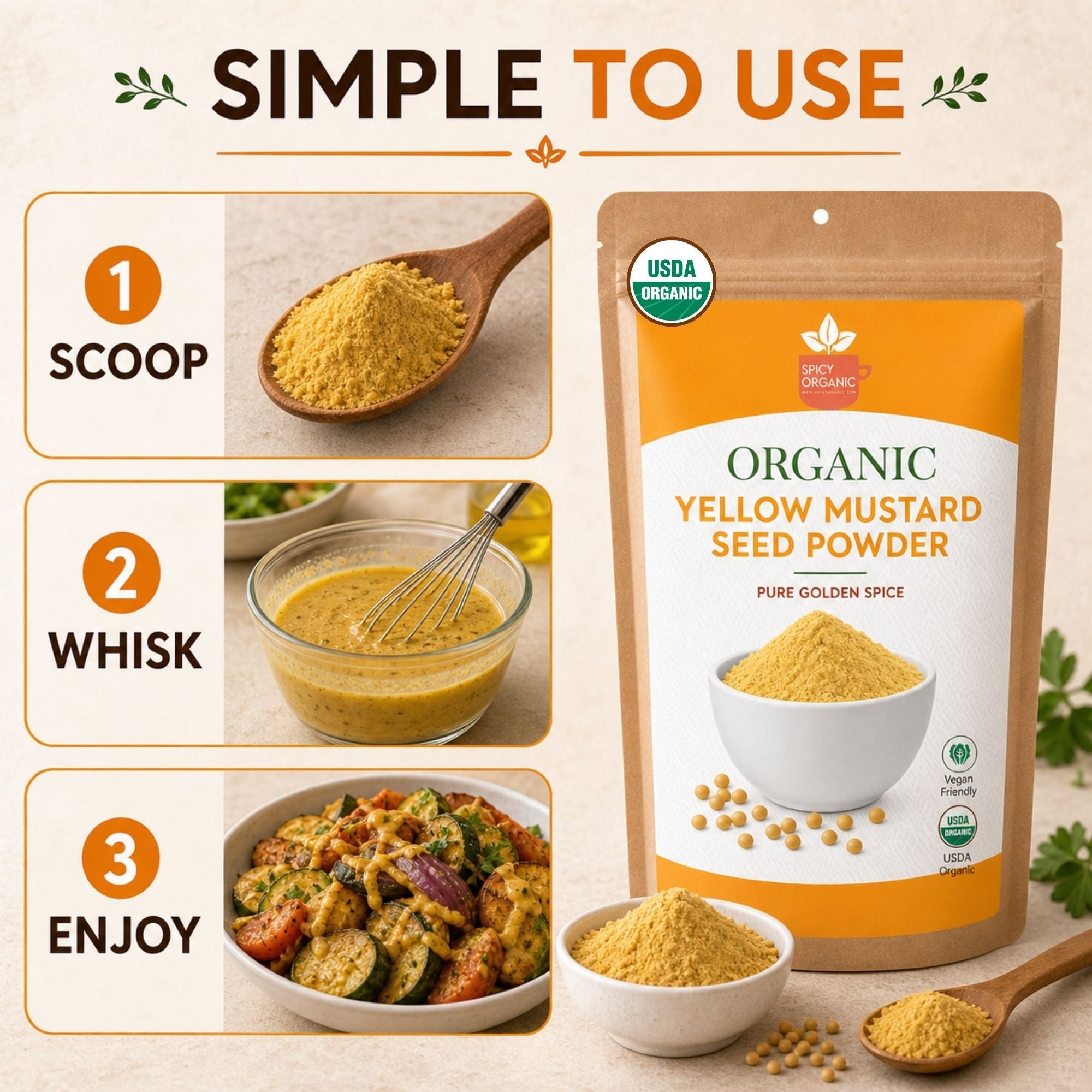 Organic Yellow Mustard Seed Powder – Ground from Whole Seeds