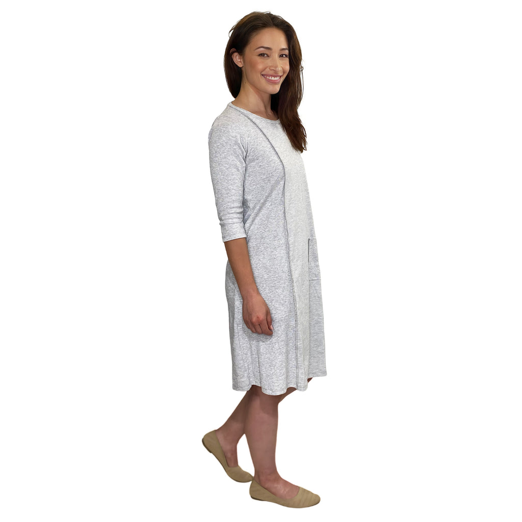 Classic 100% Cotton A-Line Dress with 3/4 Sleeves