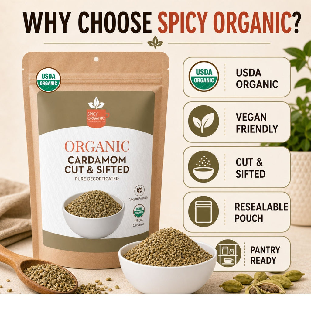 Organic Cardamom Cut & Sifted – For Chai & Tea Blends