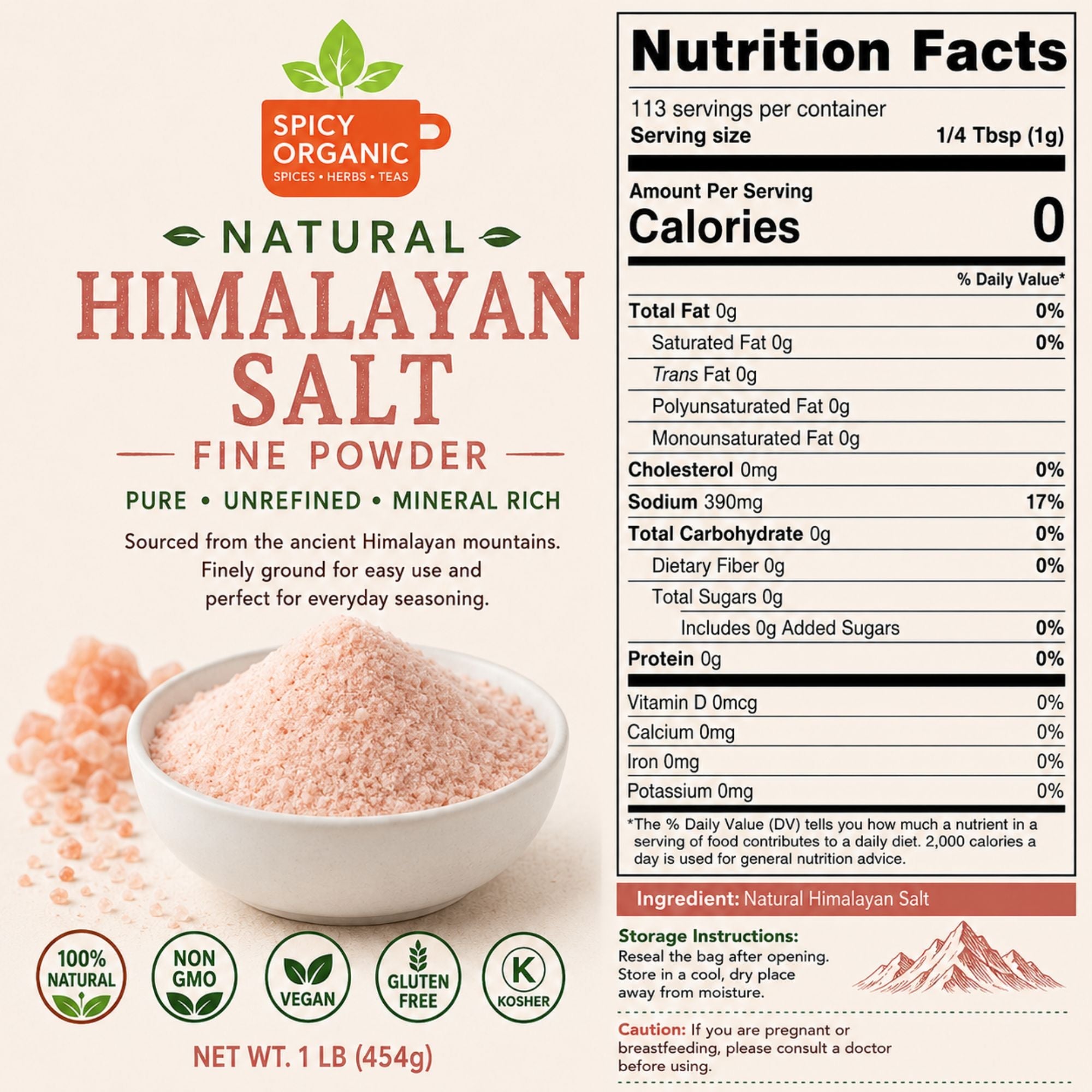 Fine Ground Himalayan Pink Salt - Pure and Natural Pink Himalayan Salt for Cooking, Baking, and Seasoning
