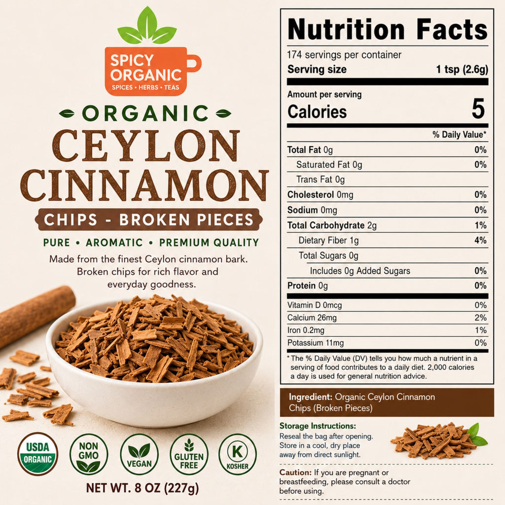 Organic Ceylon Cinnamon Chips – For Tea, Grinding & Mulling
