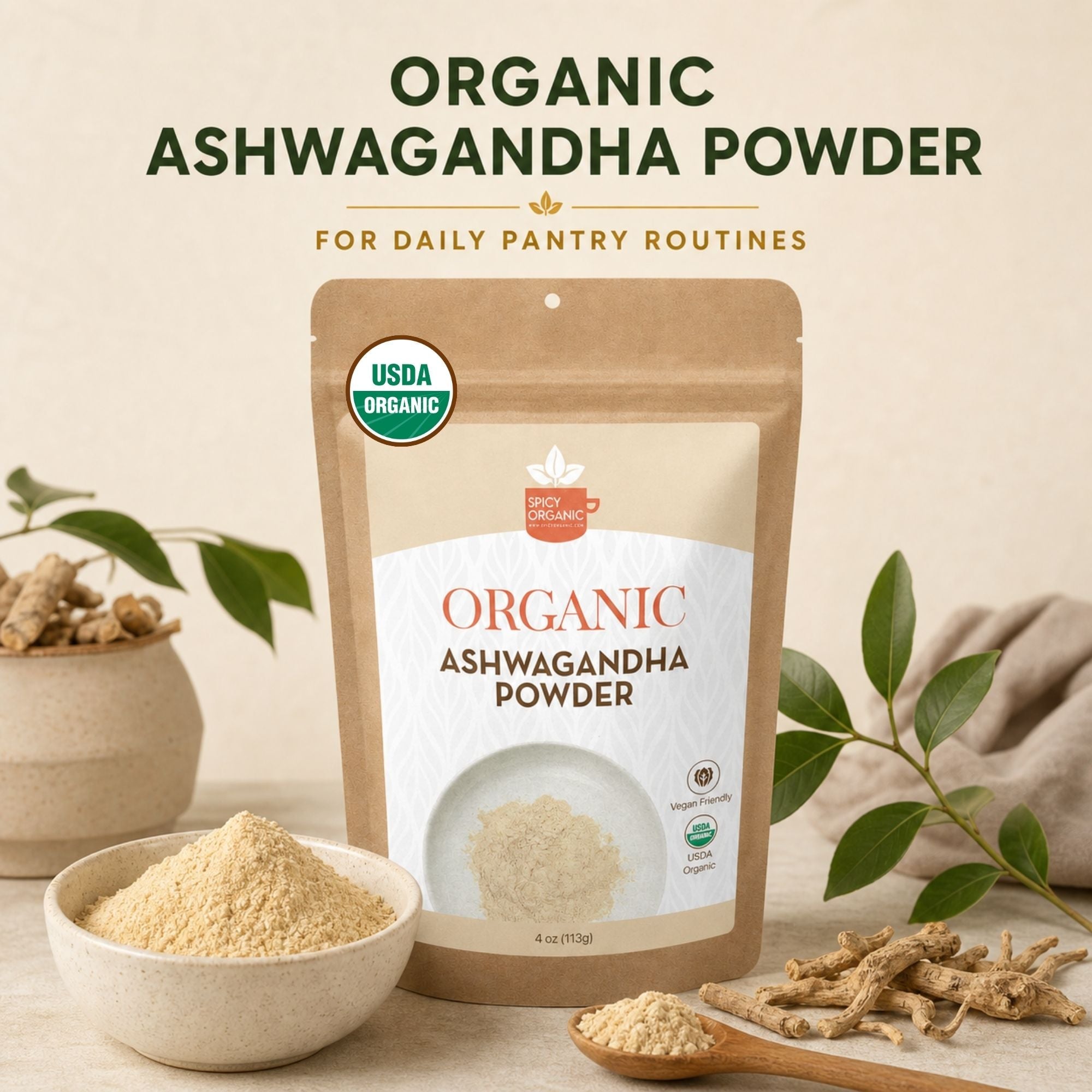 Organic Ashwagandha Root Powder – Withania somnifera from India | USDA Certified Organic
