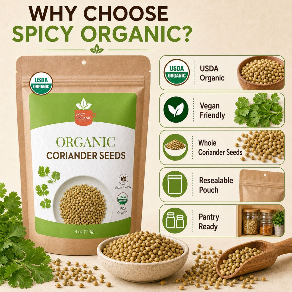 Organic Coriander Seeds – Whole Dhania for Curries & Pickling