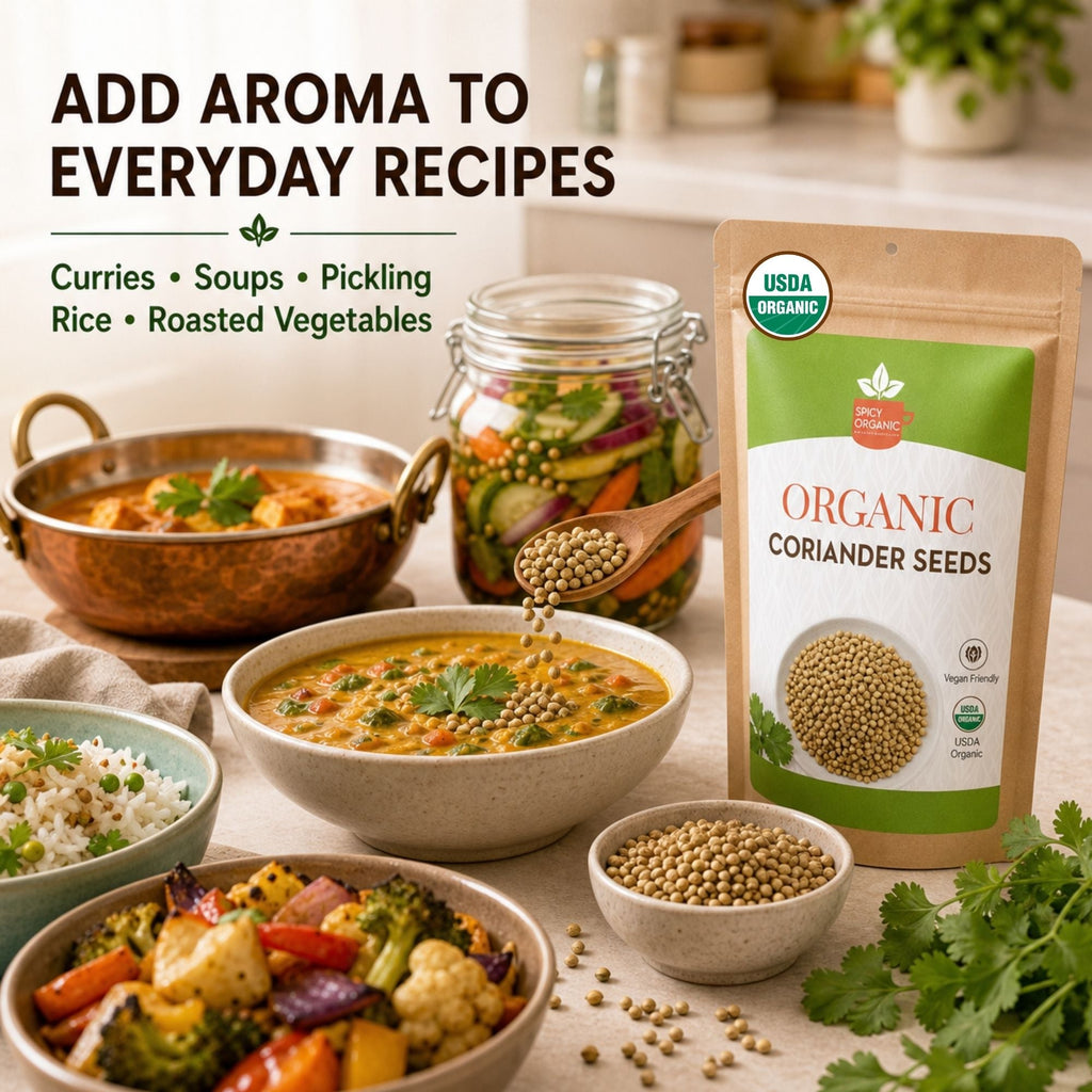 Organic Coriander Seeds – Whole Dhania for Curries & Pickling