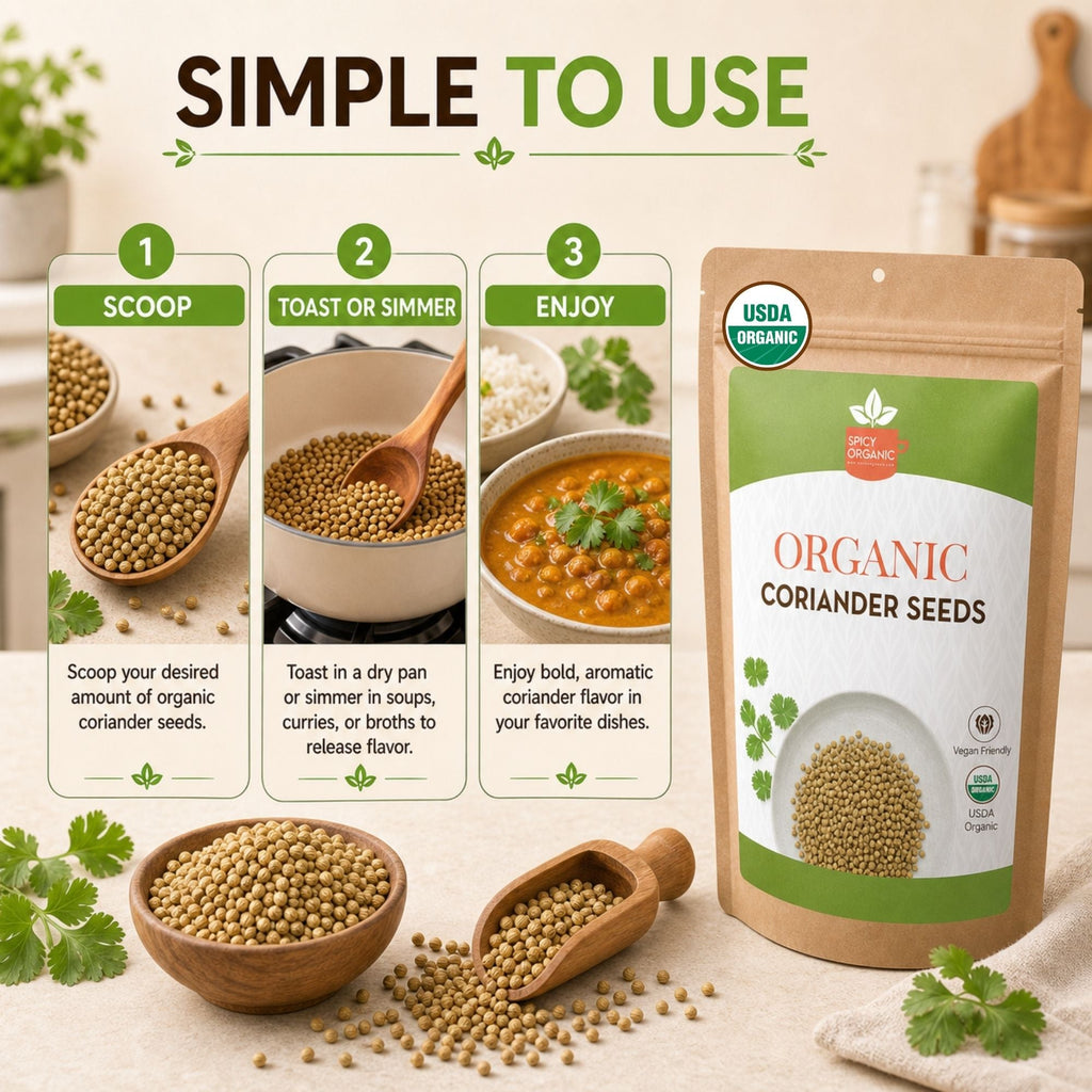 Organic Coriander Seeds – Whole Dhania for Curries & Pickling