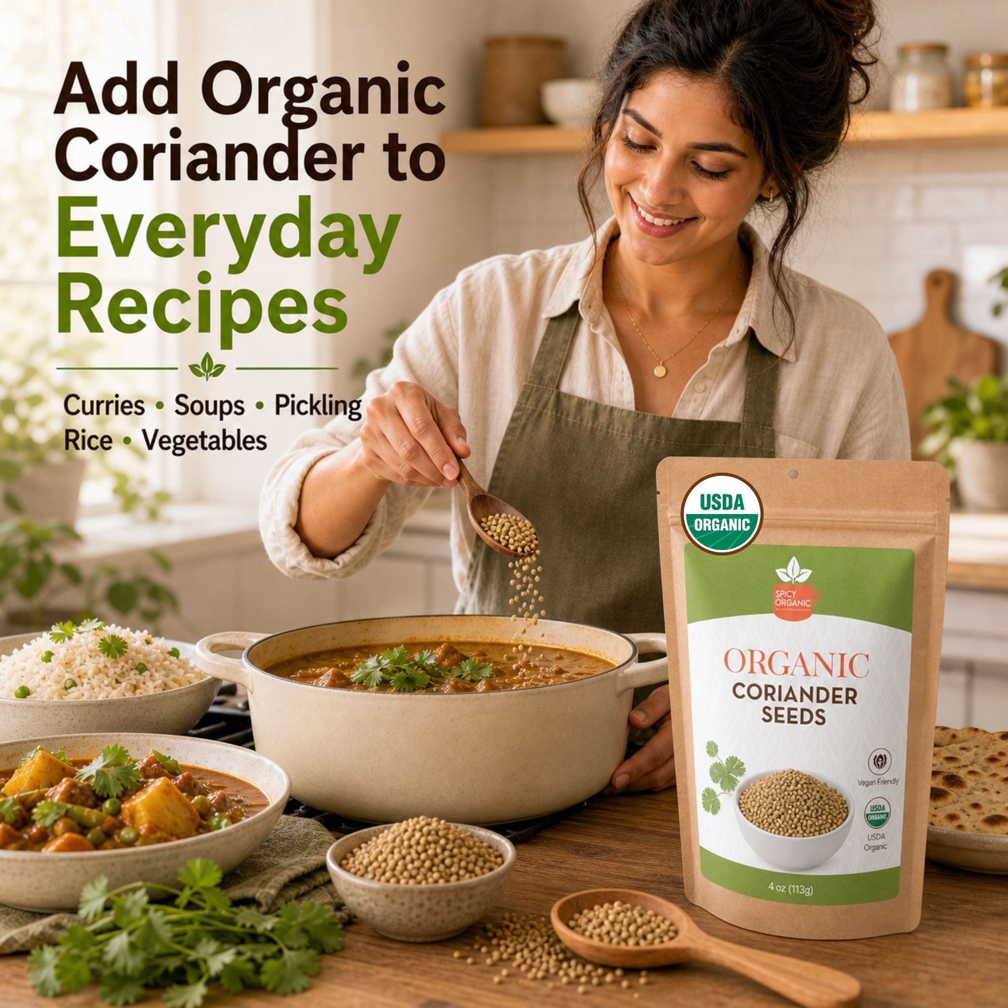 Organic Coriander Seeds – Whole Dhania for Curries & Pickling
