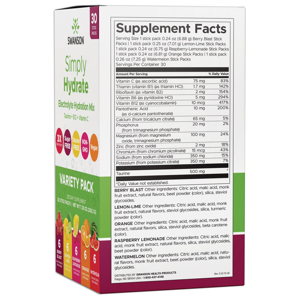Simply Hydrate Electrolyte Hydration Mix - Variety Pack