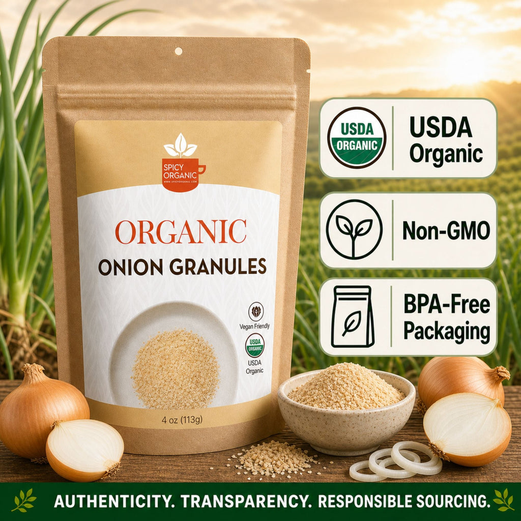Organic Onion Granules – For Marinades, Rubs & Slow Cooking