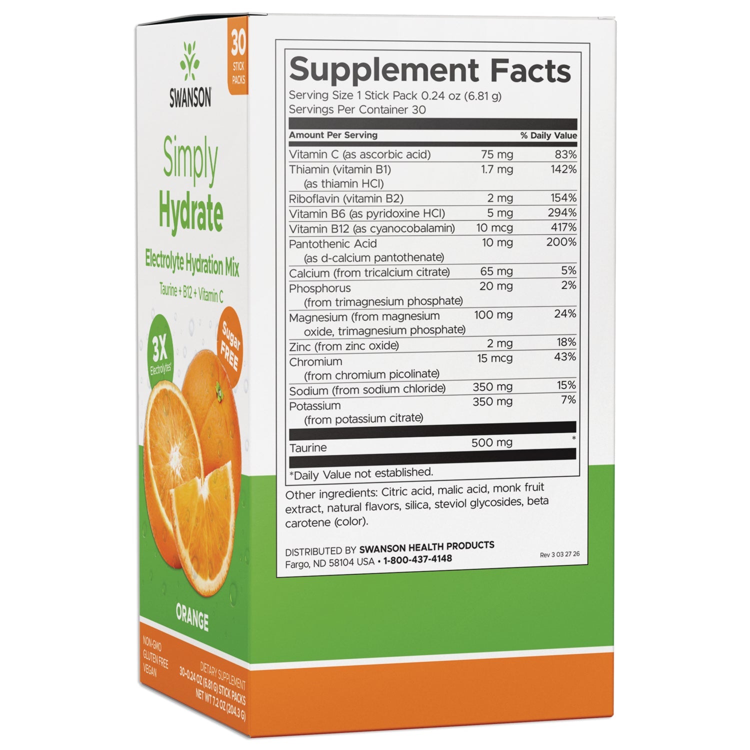 Simply Hydrate Electrolyte Hydration Mix - Orange