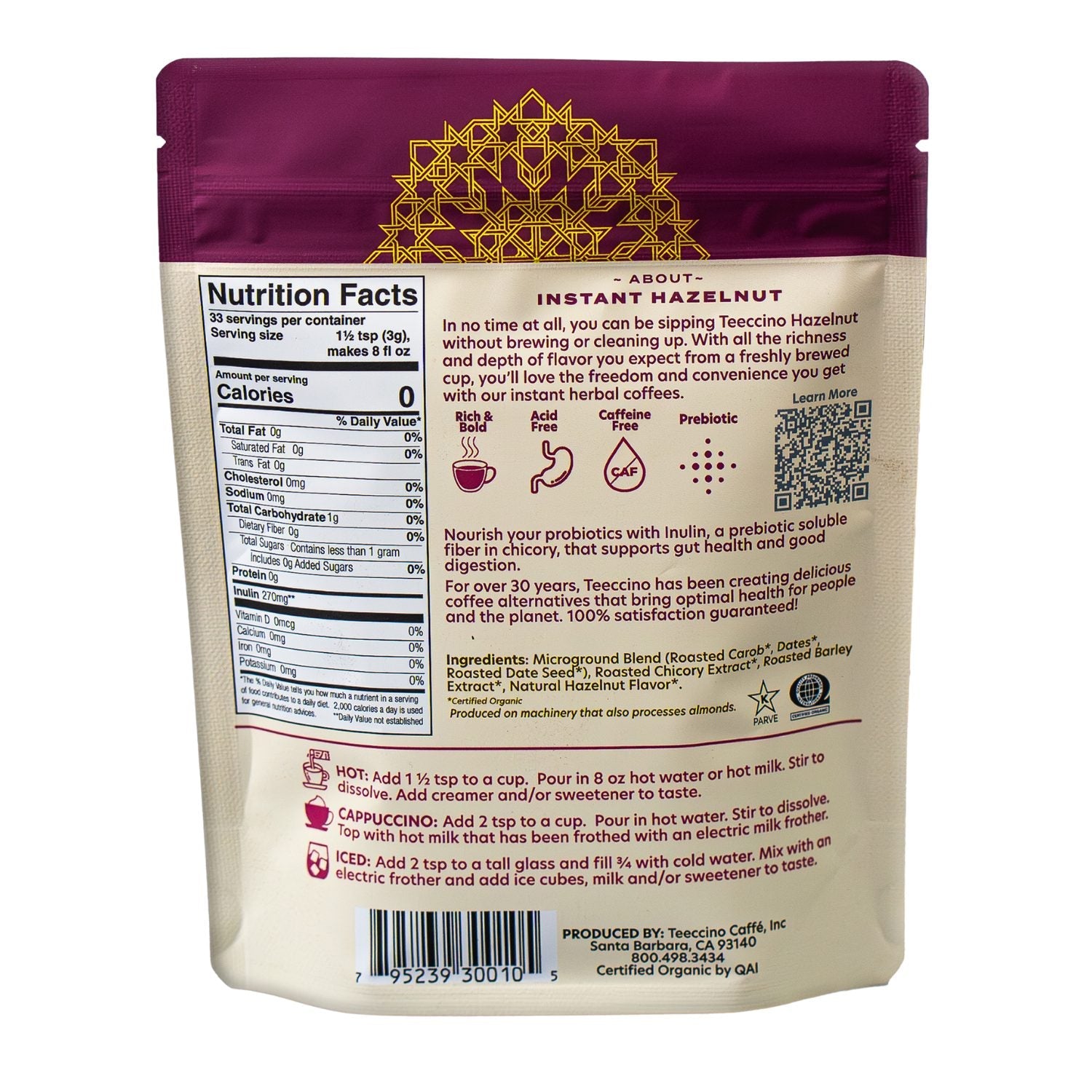 Instant Hazelnut Herbal Coffee