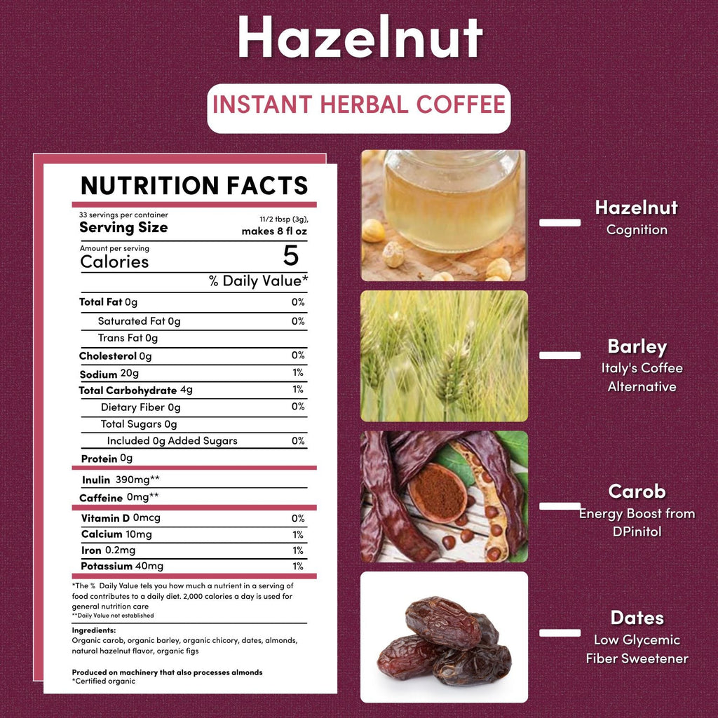Instant Hazelnut Herbal Coffee