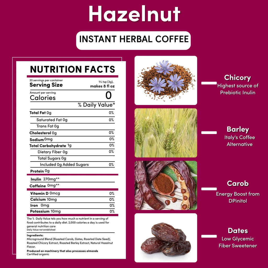 Instant Hazelnut Herbal Coffee