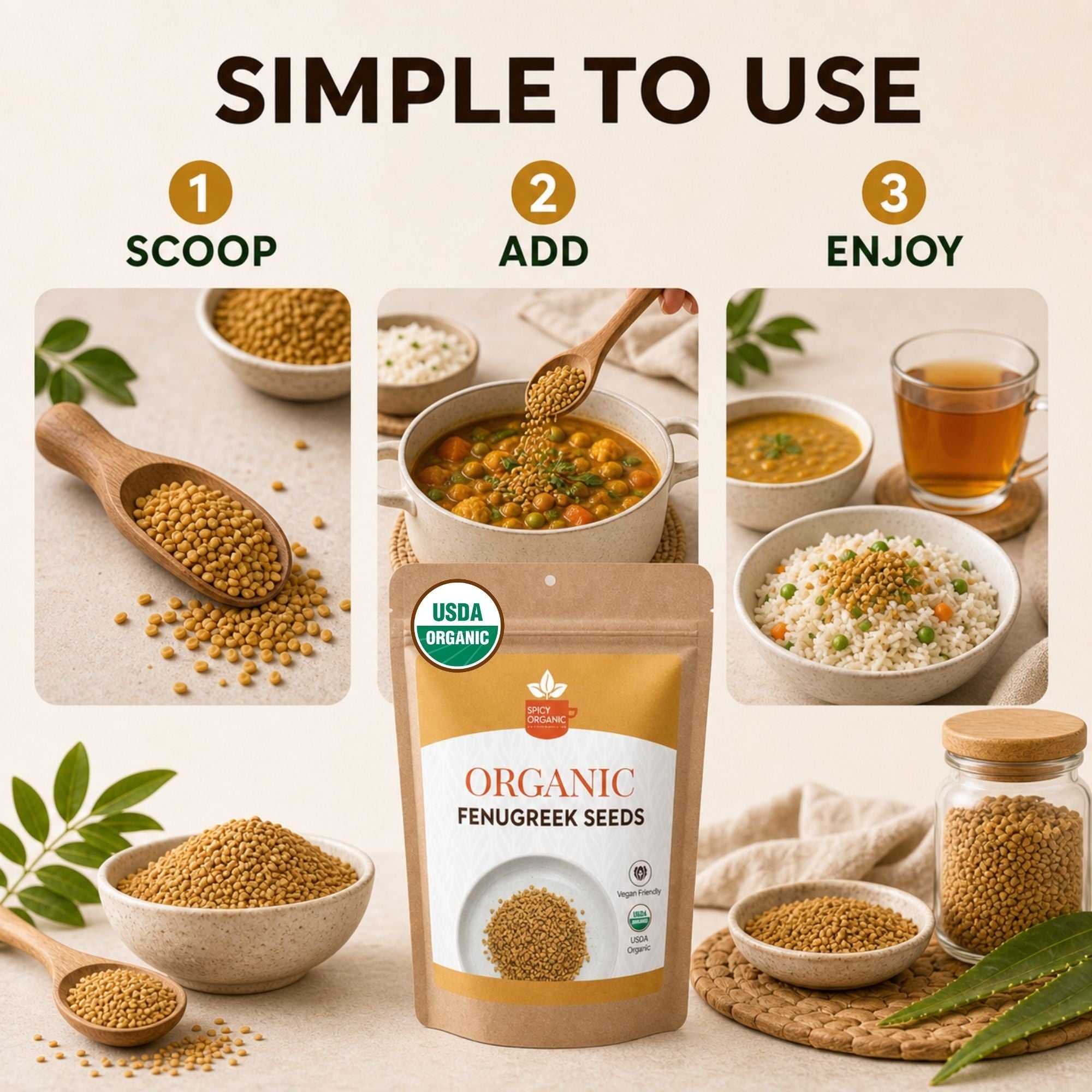 Organic Fenugreek Seeds – Whole Methi for Tempering & Pickling