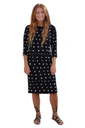 Classic 3/4 Sleeve Modest Knee-Length Shift Dress