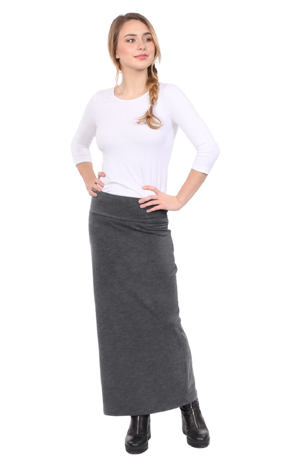 Plus Size Women's Stretch Maxi Pencil Skirt - Cotton Blend and No Slits
