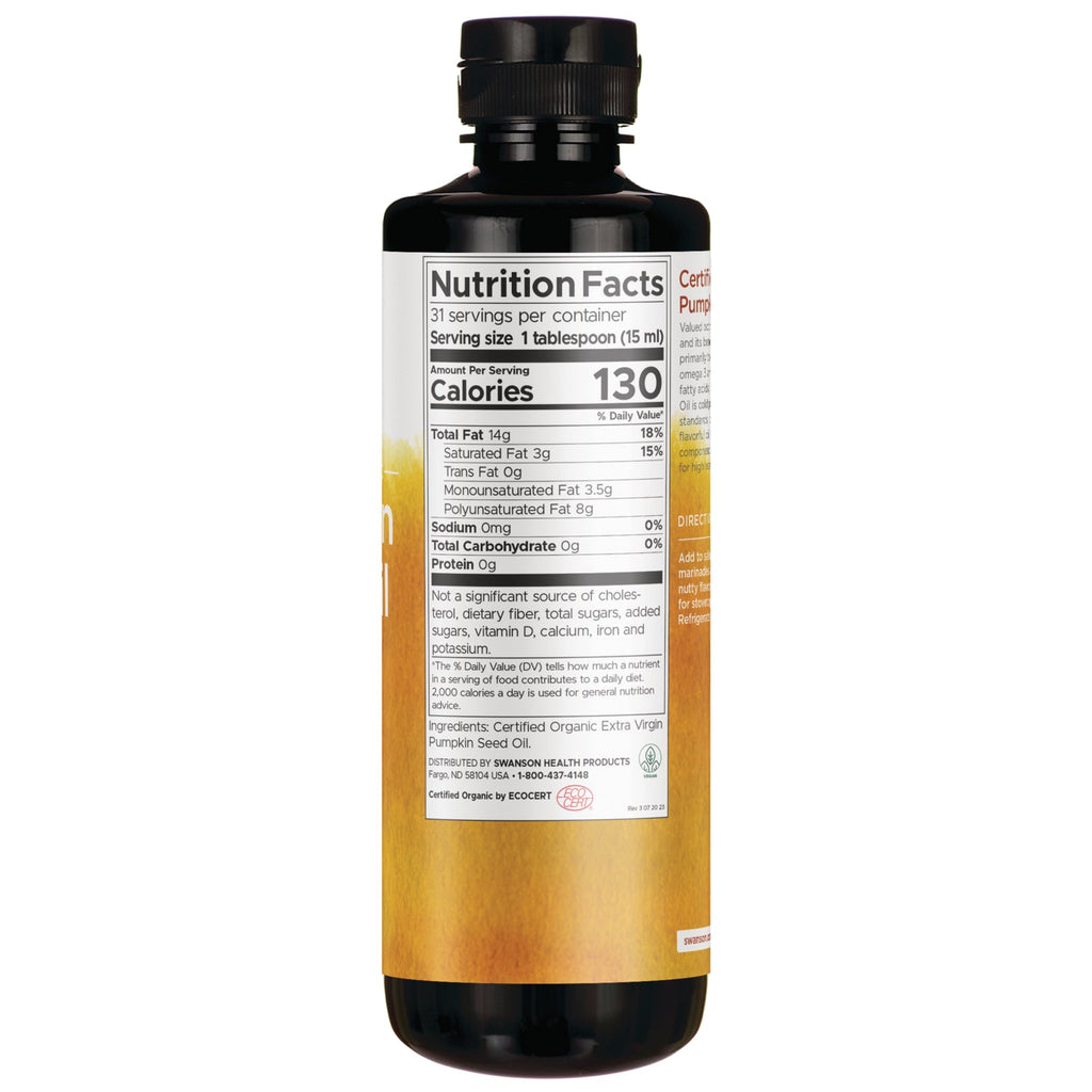 Certified Organic Pumpkin Seed Oil - Cold Pressed