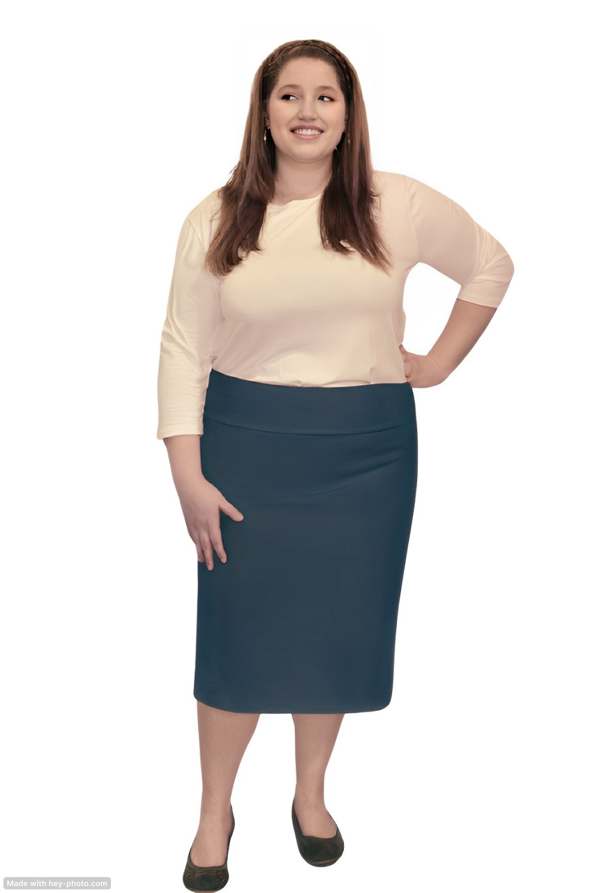 Plus Size Women's Cotton Spandex Stretch Knee-Length Pencil Skirt