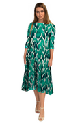 Mid-Calf 3/4 Sleeve Swing Dress with Pockets - Patterns
