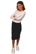 Girls' Cotton Spandex Stretch Knee-Length Pencil Skirt